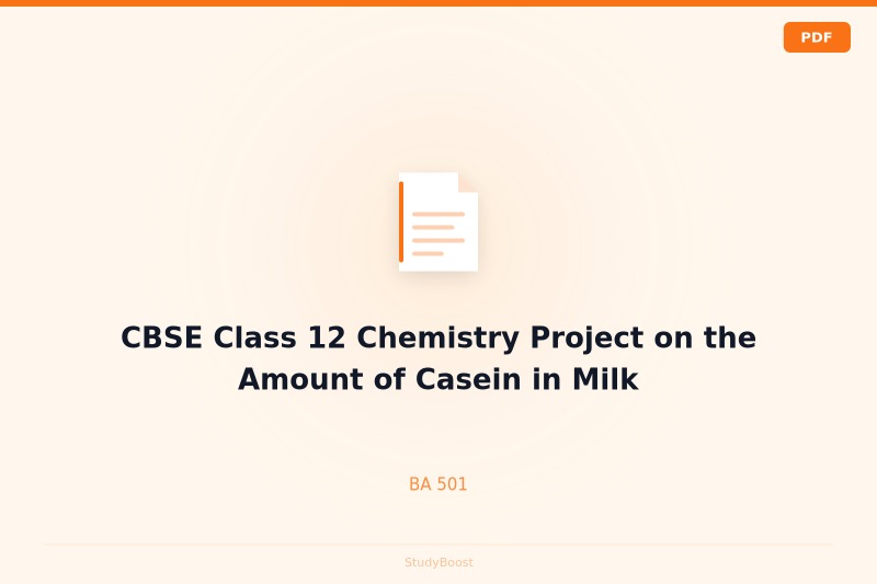 CBSE Class 12 Chemistry Project on the Amount of Casein in Milk