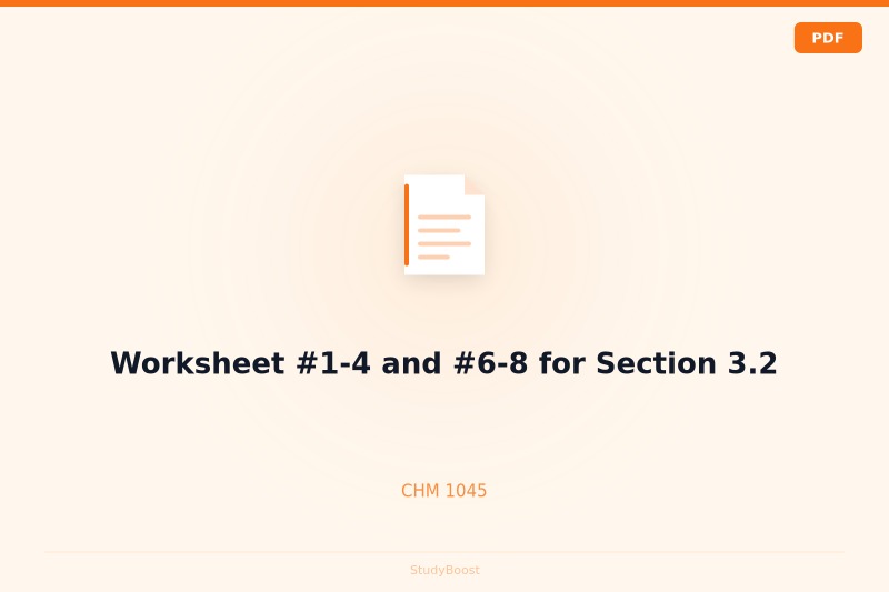 Worksheet #1-4 and #6-8 for Section 3.2
