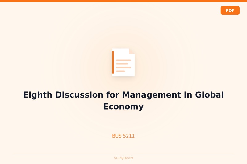 Eighth Discussion for Management in Global Economy