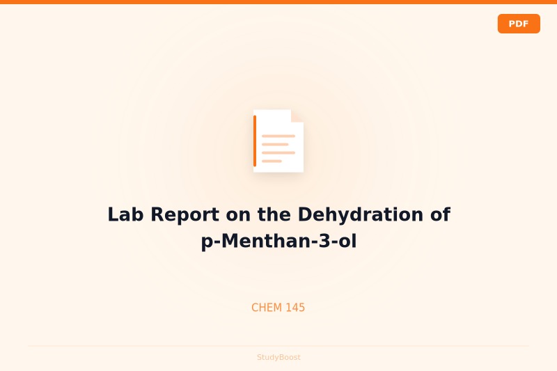 Lab Report on the Dehydration of p-Menthan-3-ol