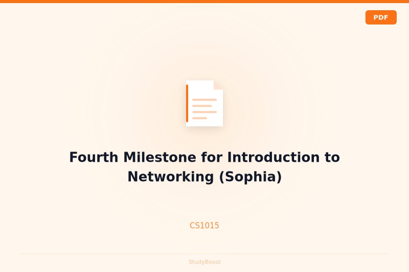 Fourth Milestone for Introduction to Networking (Sophia)