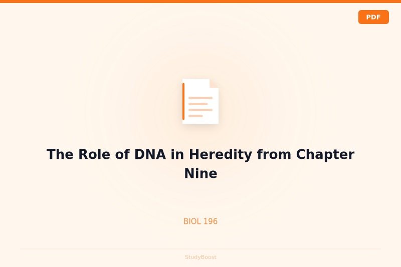 The Role of DNA in Heredity from Chapter Nine