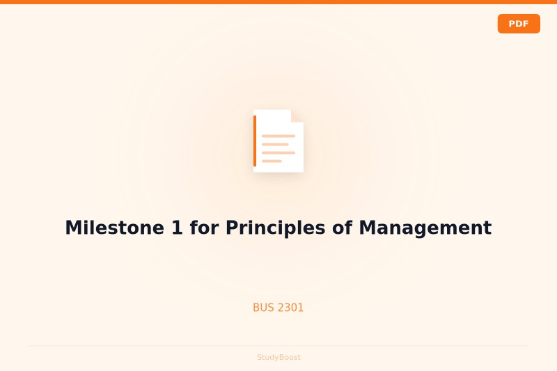 Milestone 1 for Principles of Management