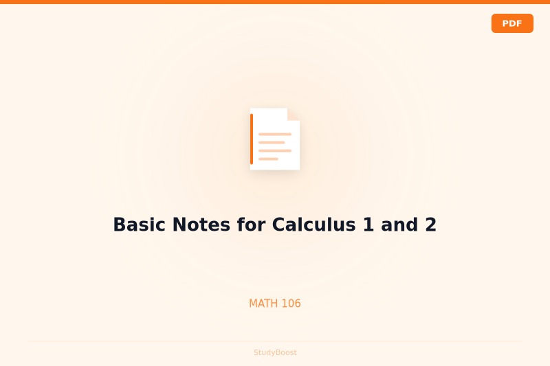 Basic Notes for Calculus 1 and 2