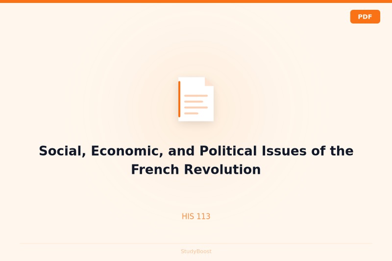 Social, Economic, and Political Issues of the French Revolution