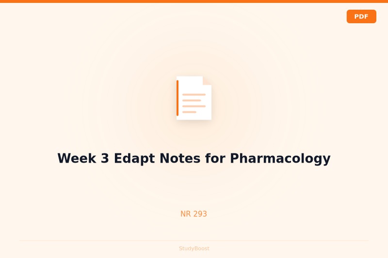 Week 3 Edapt Notes for Pharmacology