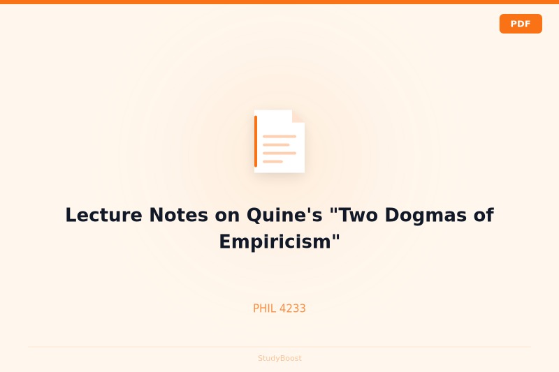Lecture Notes on Quine's "Two Dogmas of Empiricism"