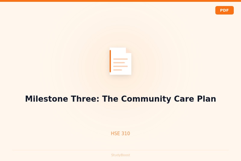 Milestone Three: The Community Care Plan