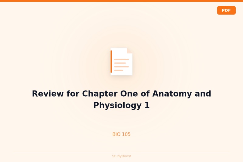 Review for Chapter One of Anatomy and Physiology 1