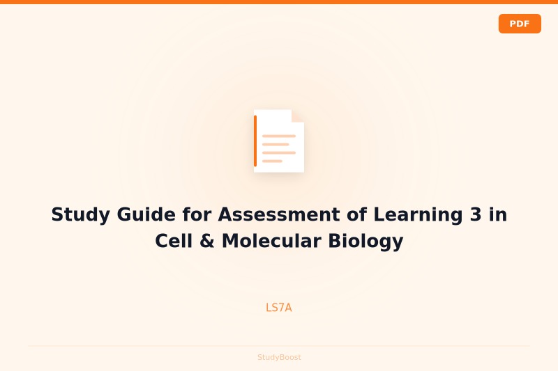 Study Guide for Assessment of Learning 3 in Cell & Molecular Biology