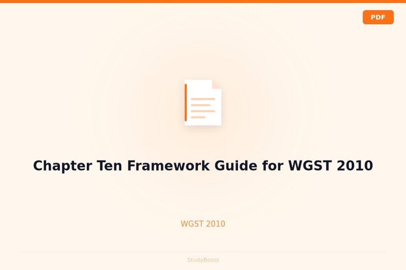 Chapter Ten Framework Guide for WGST 2010