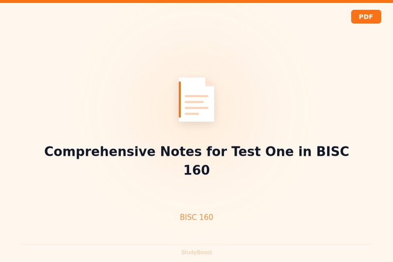 Comprehensive Notes for Test One in BISC 160