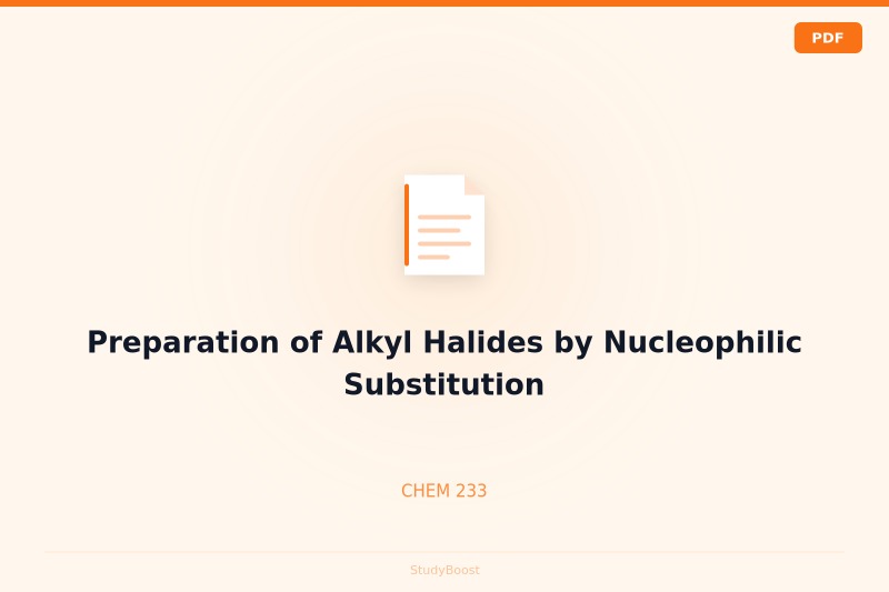 Preparation of Alkyl Halides by Nucleophilic Substitution
