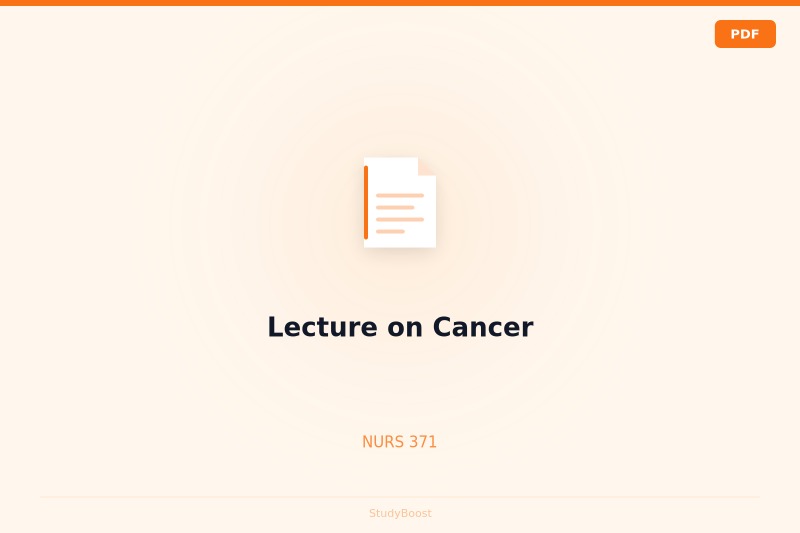 Lecture on Cancer