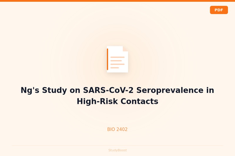 Ng's Study on SARS-CoV-2 Seroprevalence in High-Risk Contacts