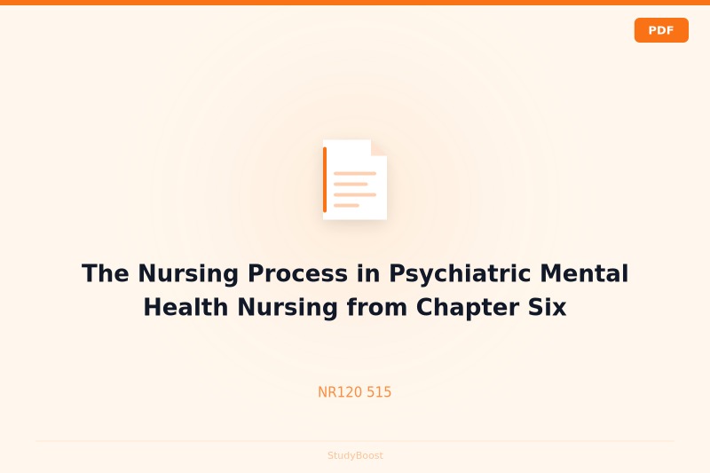 The Nursing Process in Psychiatric Mental Health Nursing from Chapter Six