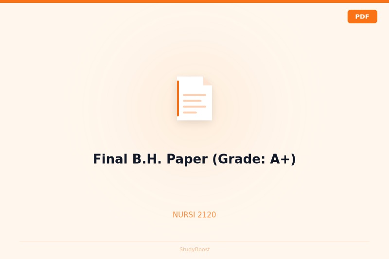 Final B.H. Paper (Grade: A+)