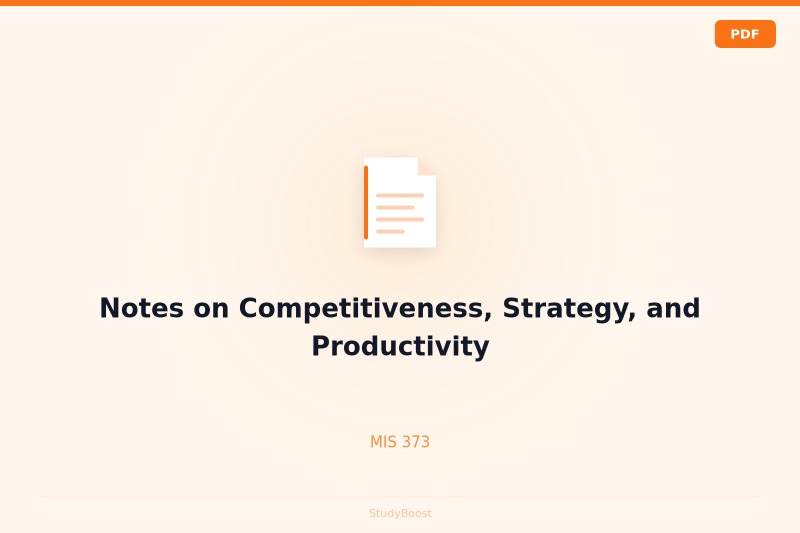 Notes on Competitiveness, Strategy, and Productivity