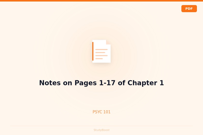 Notes on Pages 1-17 of Chapter 1