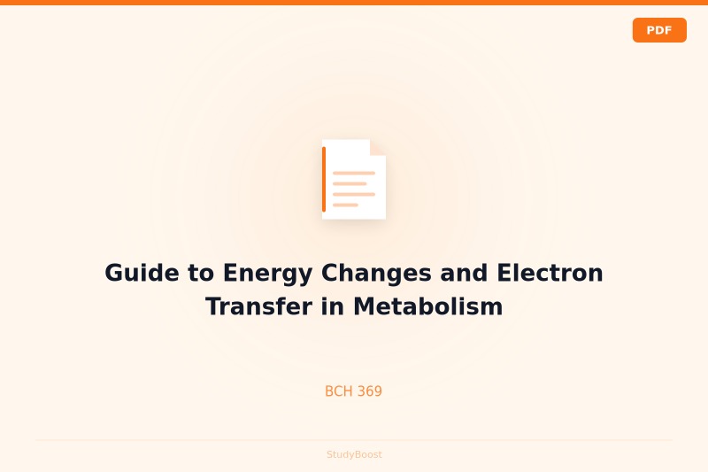 Guide to Energy Changes and Electron Transfer in Metabolism