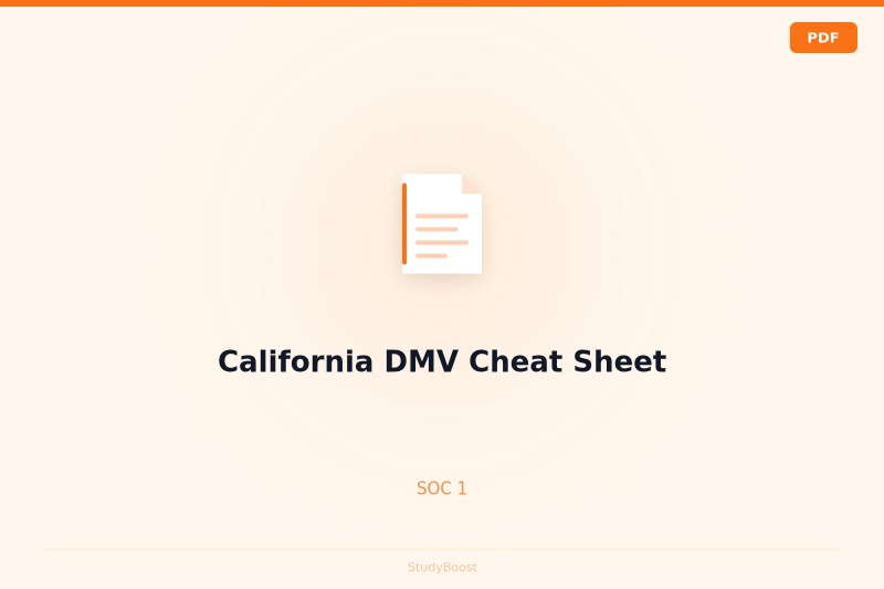 California DMV Cheat Sheet