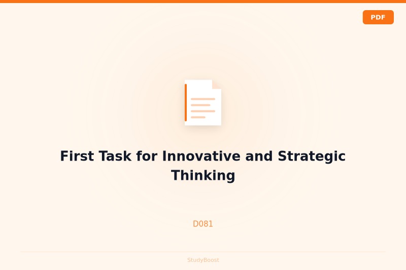 First Task for Innovative and Strategic Thinking
