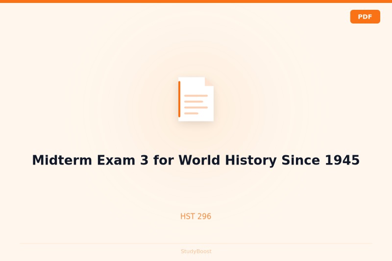Midterm Exam 3 for World History Since 1945