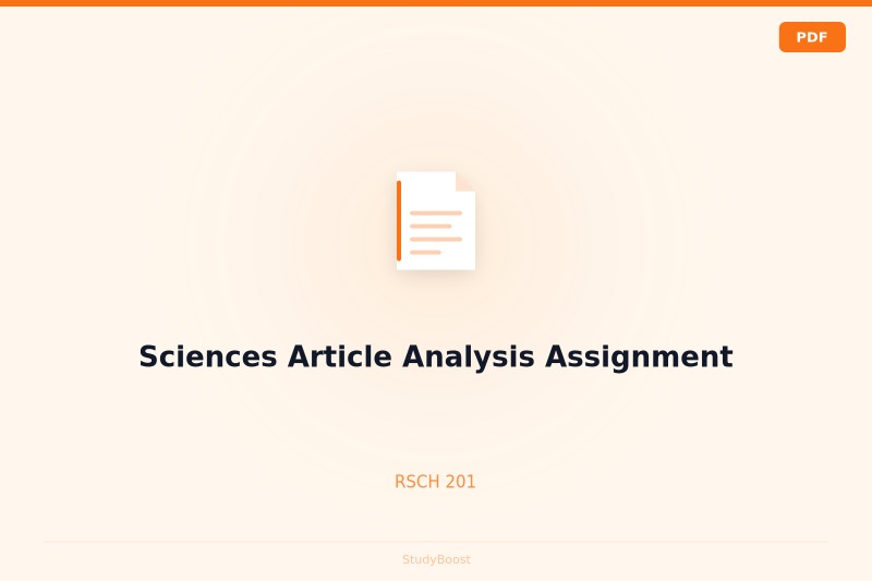 Sciences Article Analysis Assignment