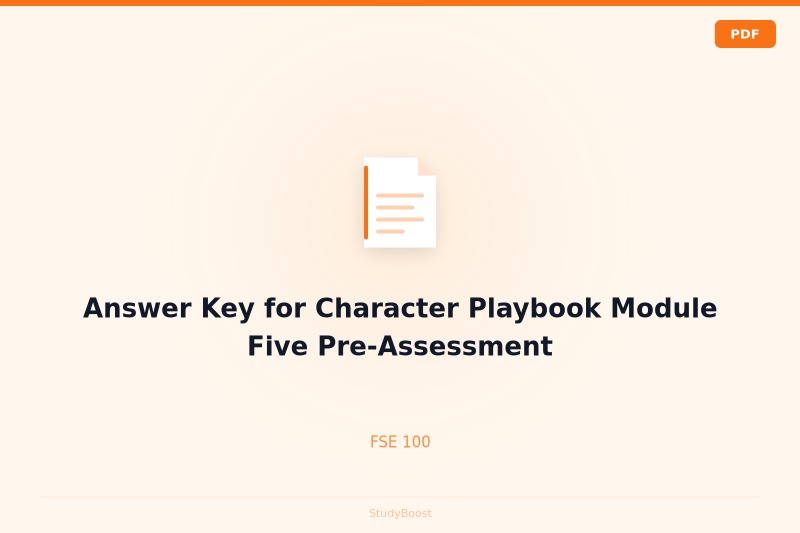 Answer Key for Character Playbook Module Five Pre-Assessment