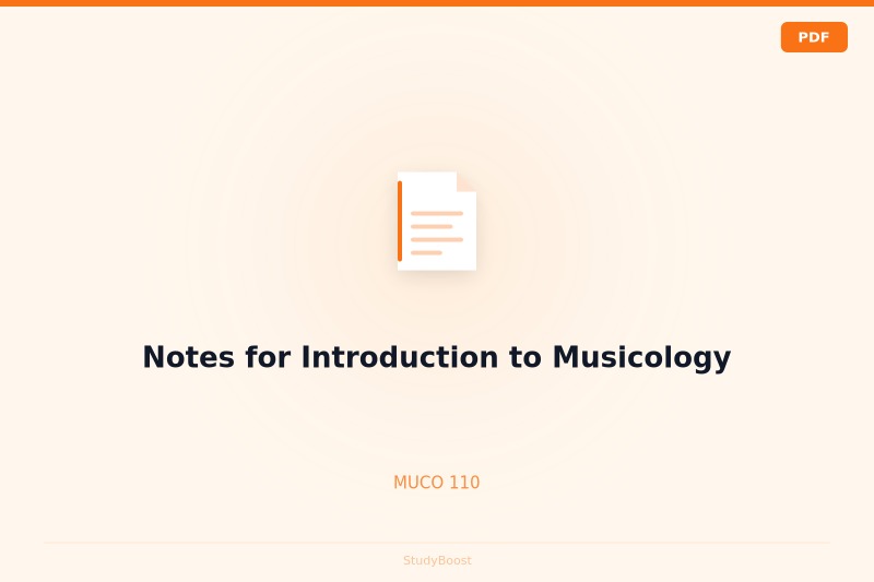 Notes for Introduction to Musicology