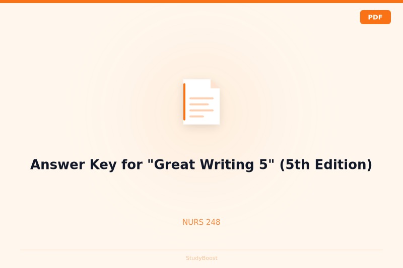Answer Key for "Great Writing 5" (5th Edition)