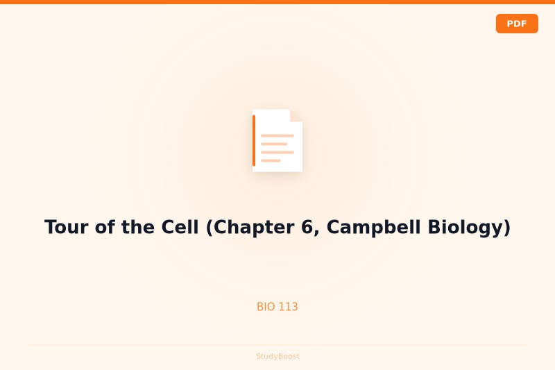Tour of the Cell (Chapter 6, Campbell Biology)