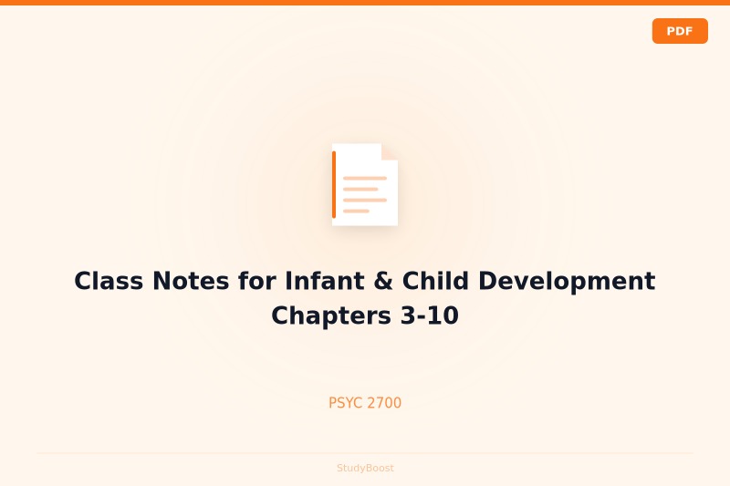 Class Notes for Infant & Child Development Chapters 3-10