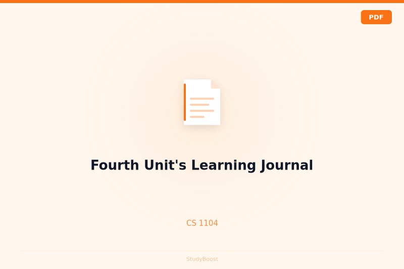 Fourth Unit's Learning Journal
