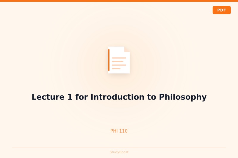 Lecture 1 for Introduction to Philosophy