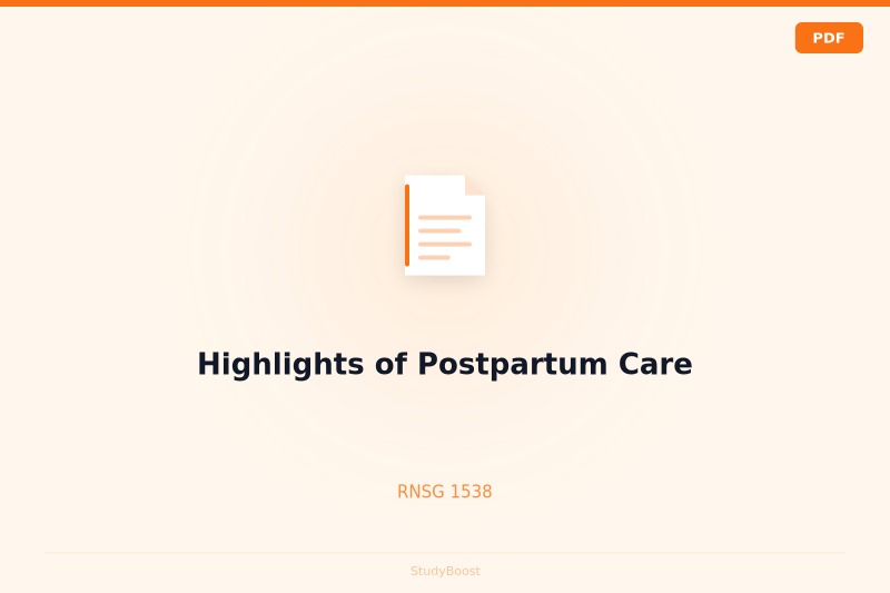 Highlights of Postpartum Care