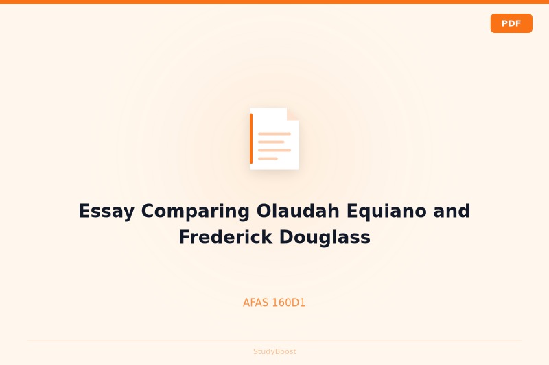 Essay Comparing Olaudah Equiano and Frederick Douglass