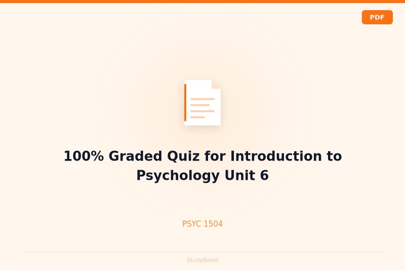 100% Graded Quiz for Introduction to Psychology Unit 6
