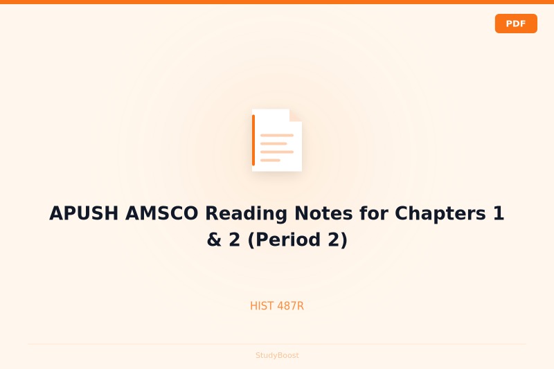 APUSH AMSCO Reading Notes for Chapters 1 & 2 (Period 2)