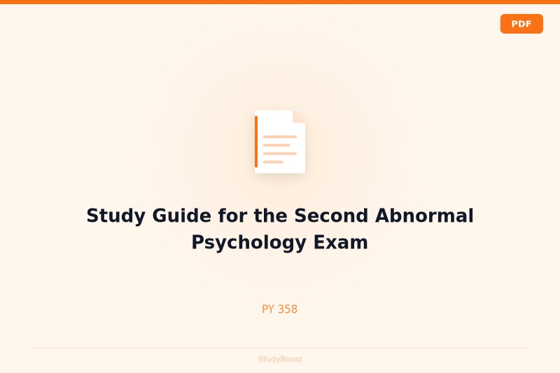 Study Guide for the Second Abnormal Psychology Exam