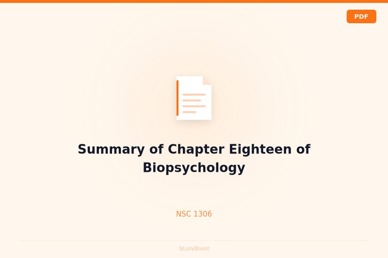 Summary of Chapter Eighteen of Biopsychology