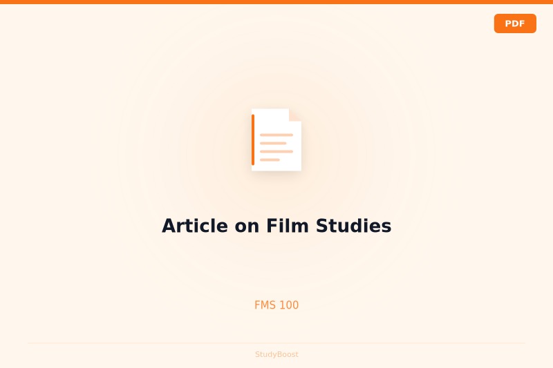 Article on Film Studies