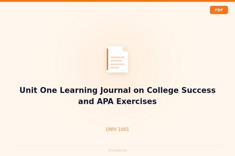 Unit One Learning Journal on College Success and APA Exercises