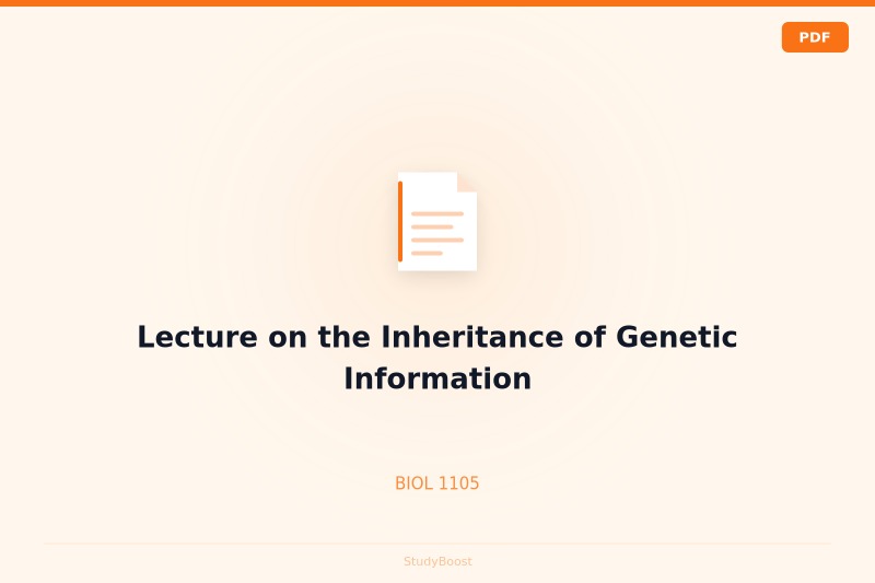 Lecture on the Inheritance of Genetic Information