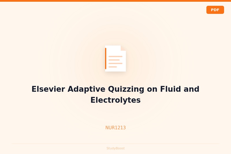 Elsevier Adaptive Quizzing on Fluid and Electrolytes