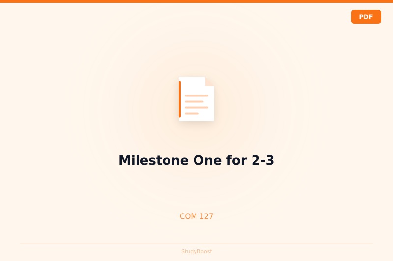 Milestone One for 2-3