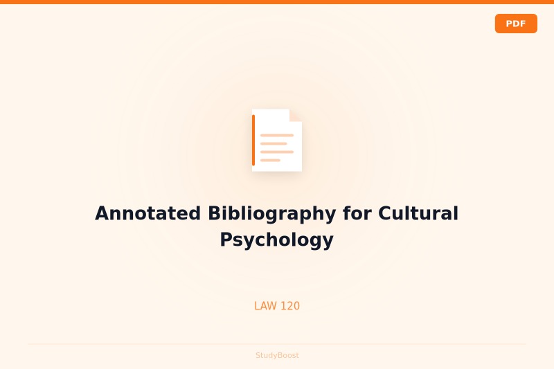 Annotated Bibliography for Cultural Psychology