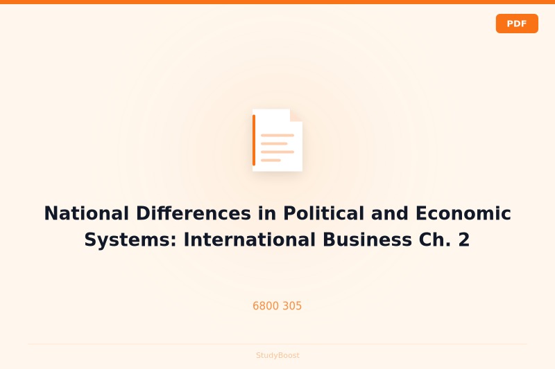 National Differences in Political and Economic Systems: International Business Ch. 2