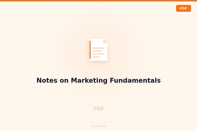 Notes on Marketing Fundamentals