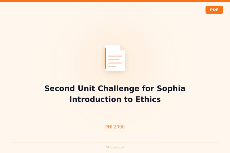 Second Unit Challenge for Sophia Introduction to Ethics